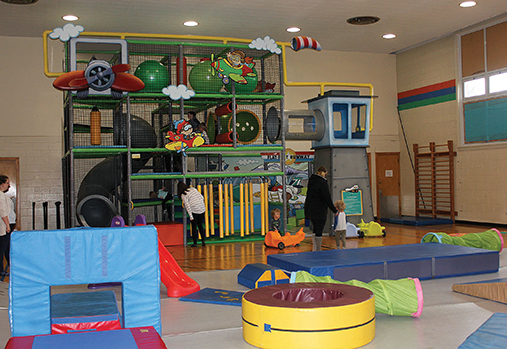 Children at play on a play structure
