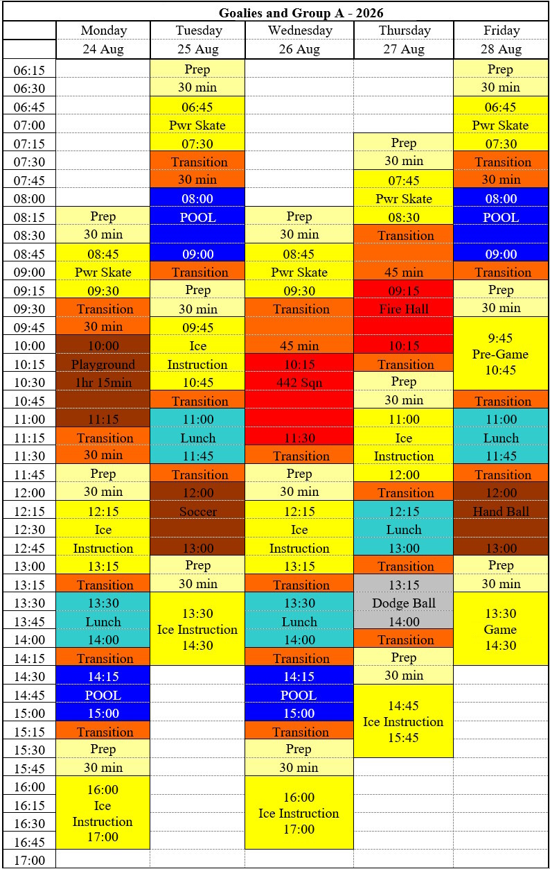 2026 Schedule - Group A