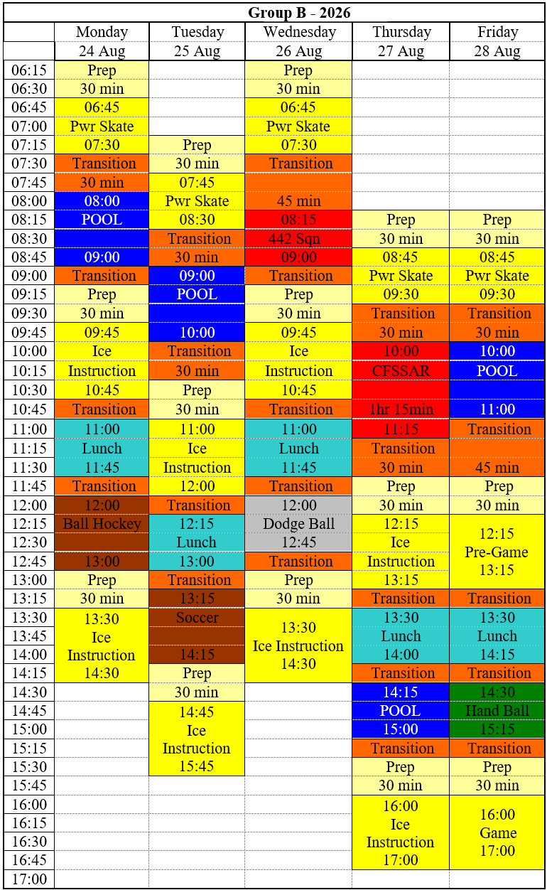 2026 Schedule - Group B