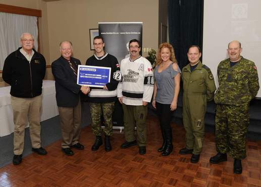 people presenting a cheque for donation