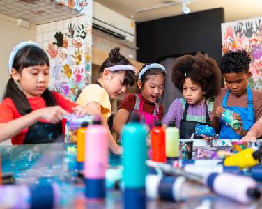 kids playing with paints