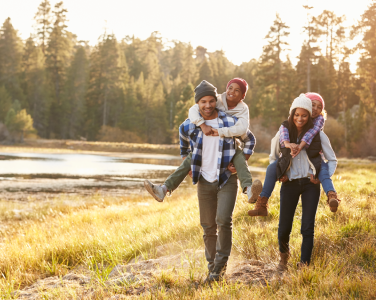 family in a field
