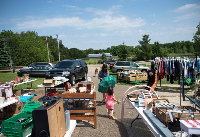 Mother and Daughter Shop at Garage Sale