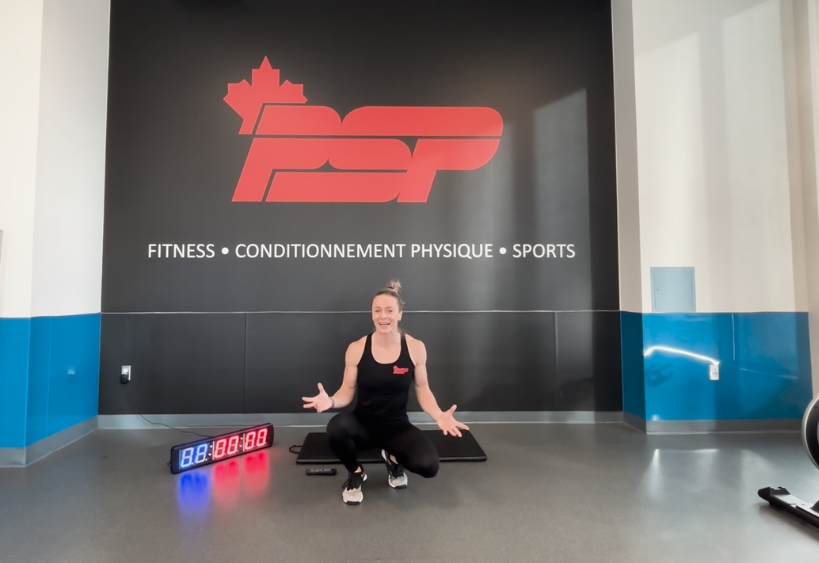 Fitness instructor doing exercise