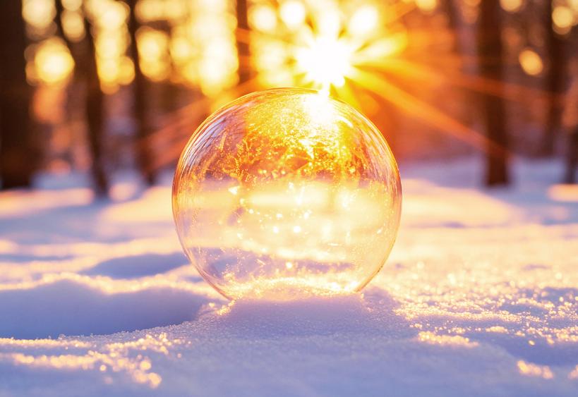 Glass globe in snow