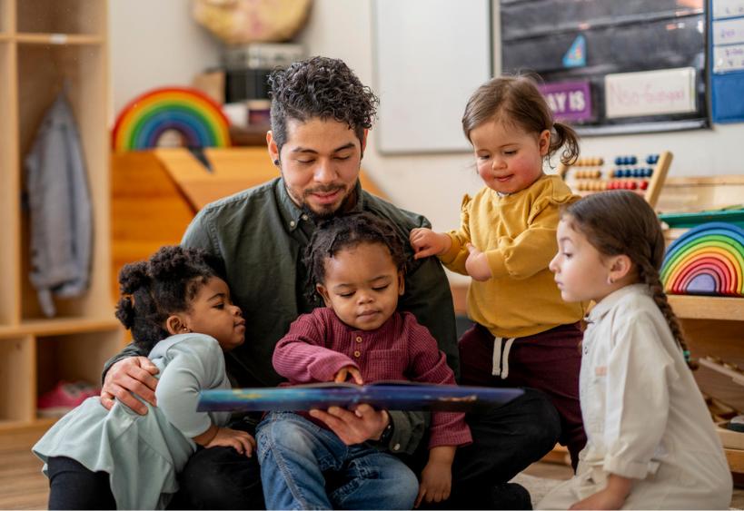 Young kids listening to a story