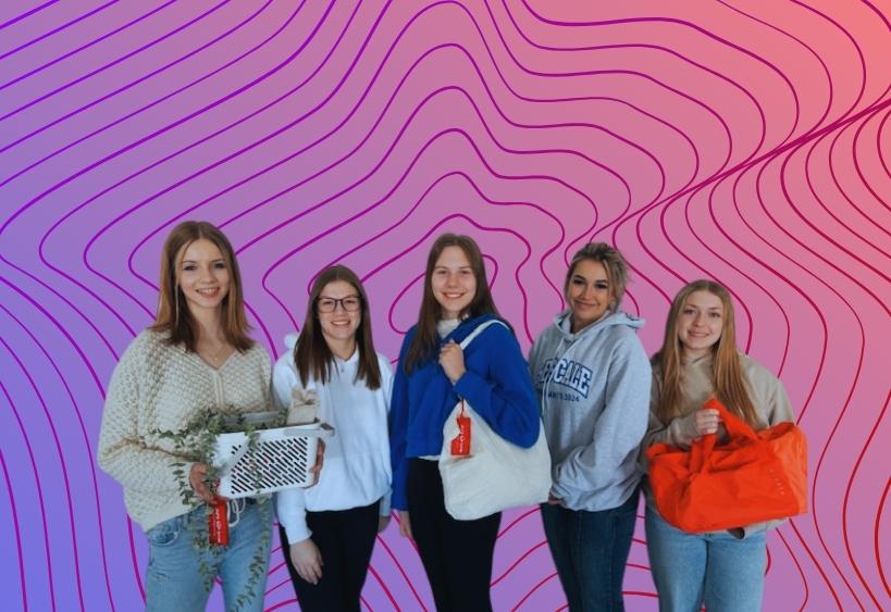 Group of Caucasian teenage girls 