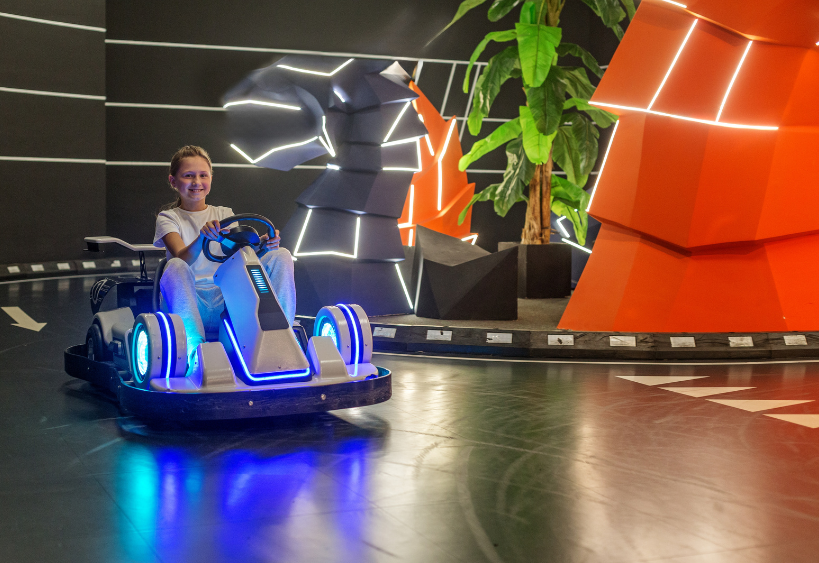 Teenager doing electric go-karting