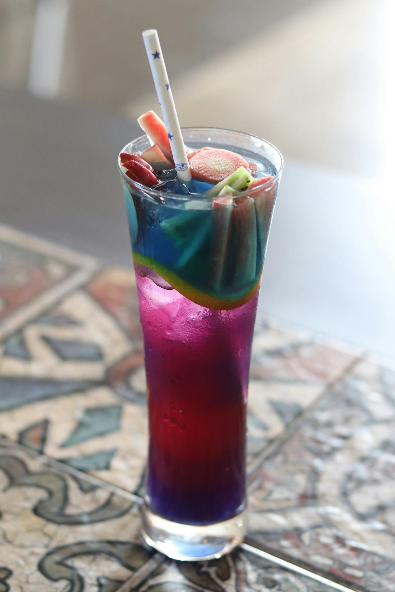 A Mocktail Drink with Straw