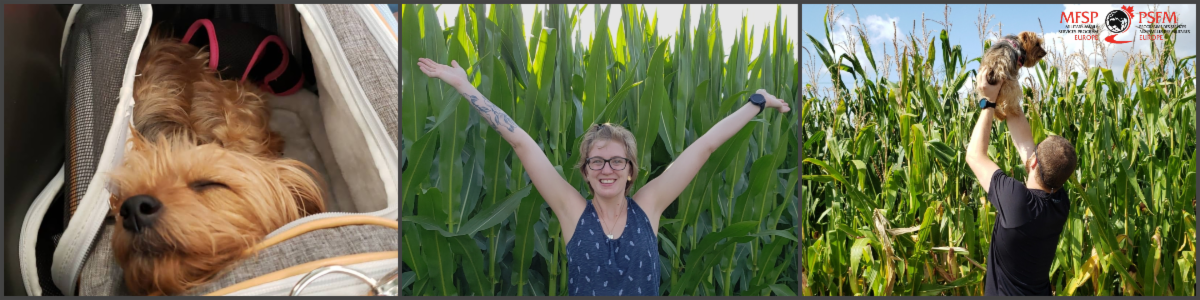 Hilary, her spouse and her pup