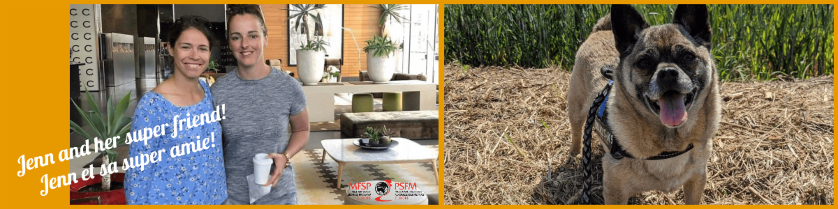 Jenn and her super friend along with her dog