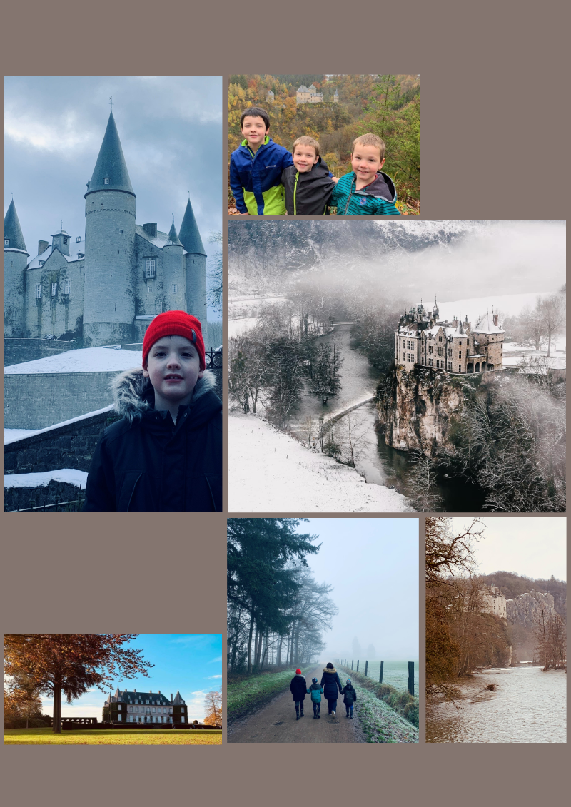 family visiting castles in Wallonia