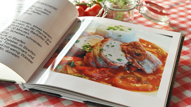 cooking book laid flat on a table