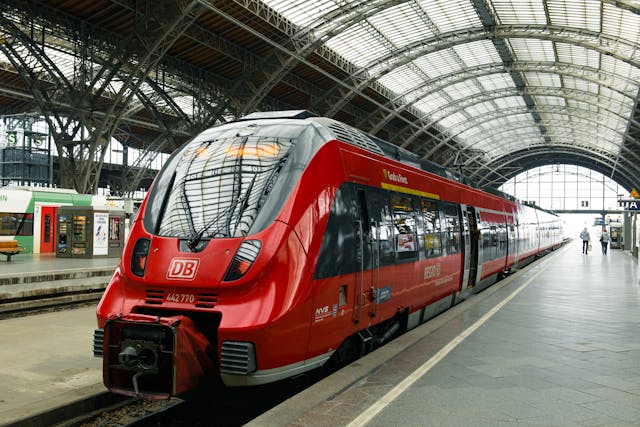 Modern Train at Leipzig Central Station in Germany