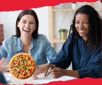 women and pizza