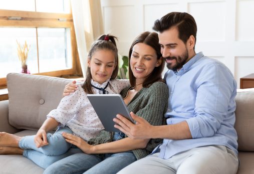 family reading tablet