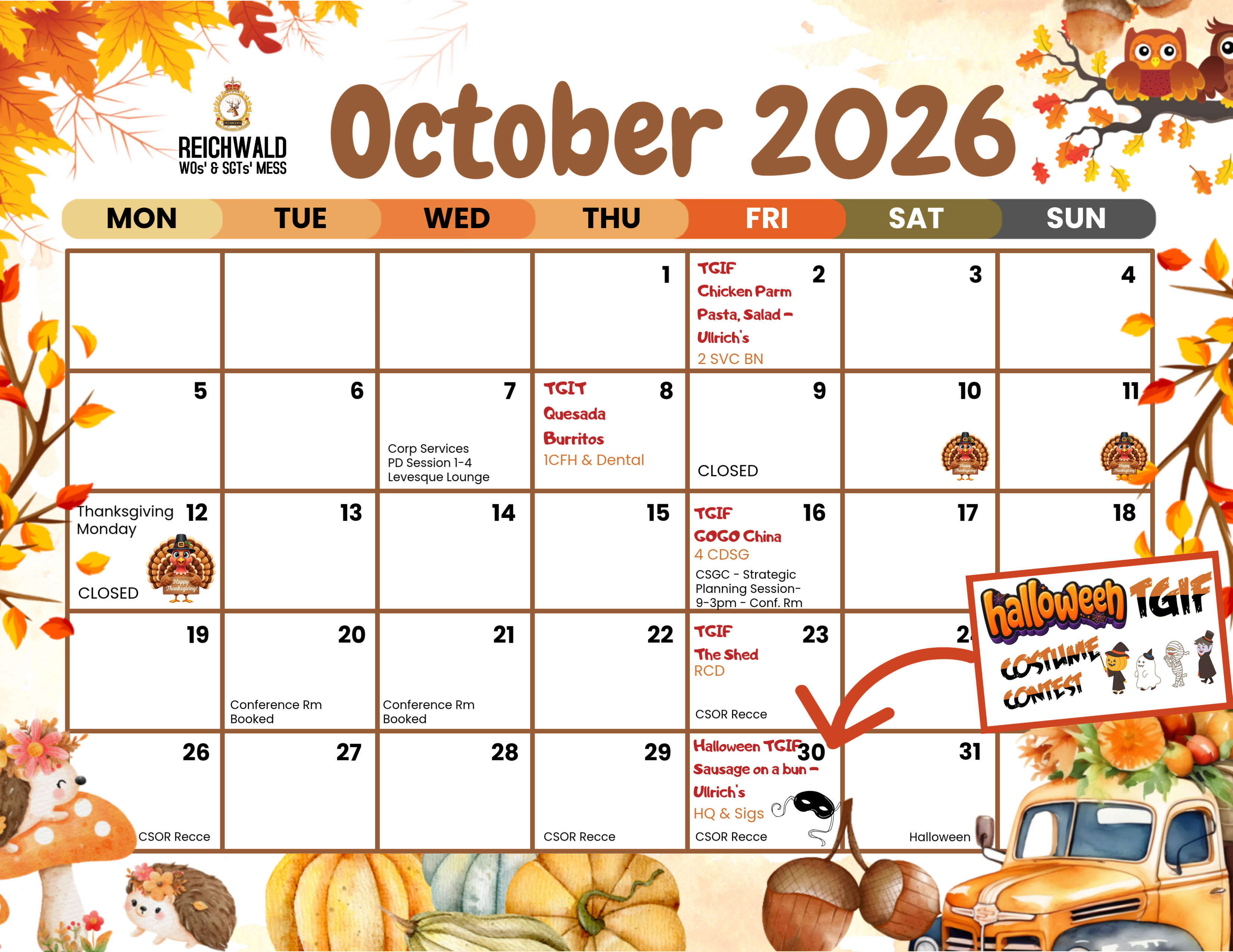 October Calendar