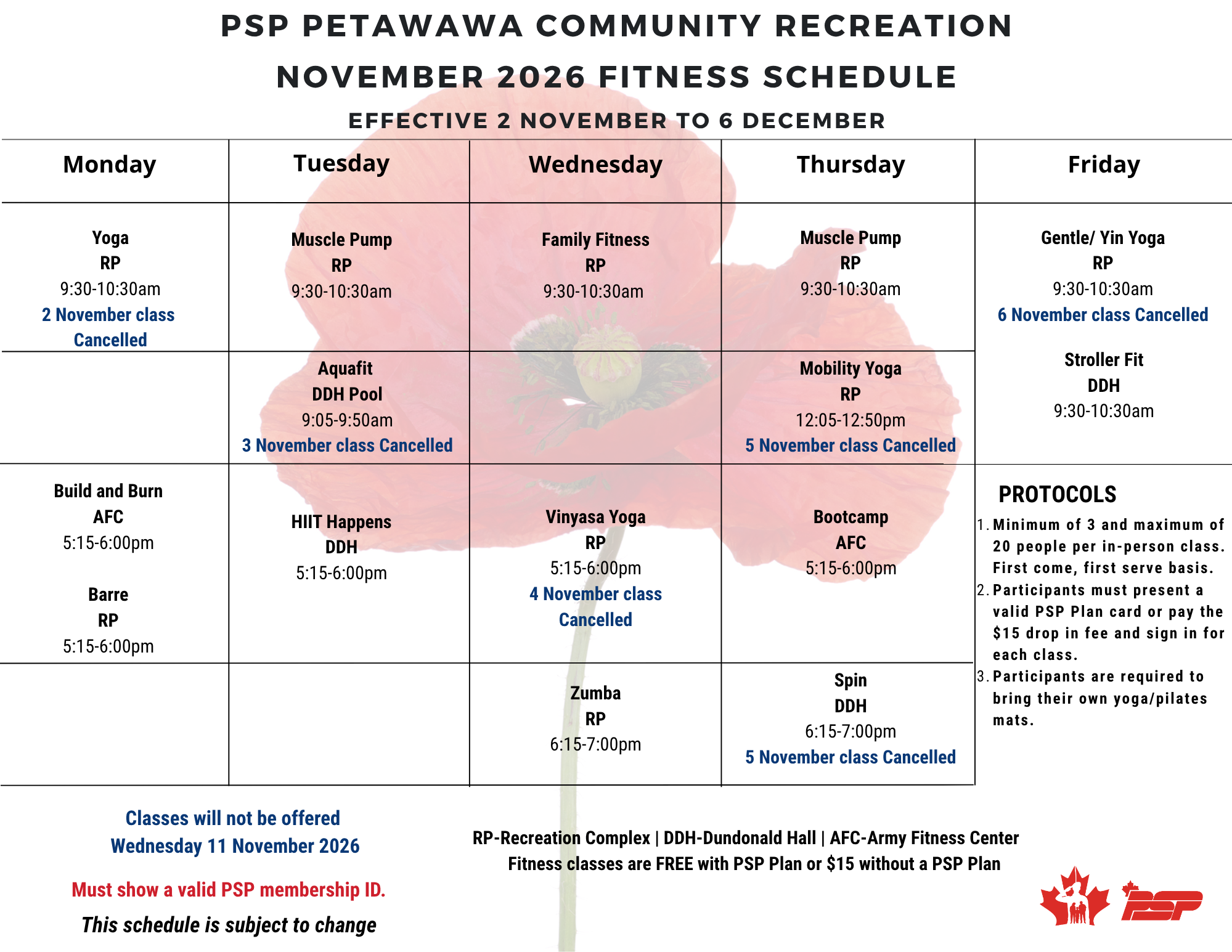 November Schedule
