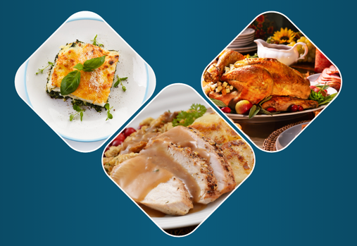 vegetarian lasagna & a turkey dinner with gravy