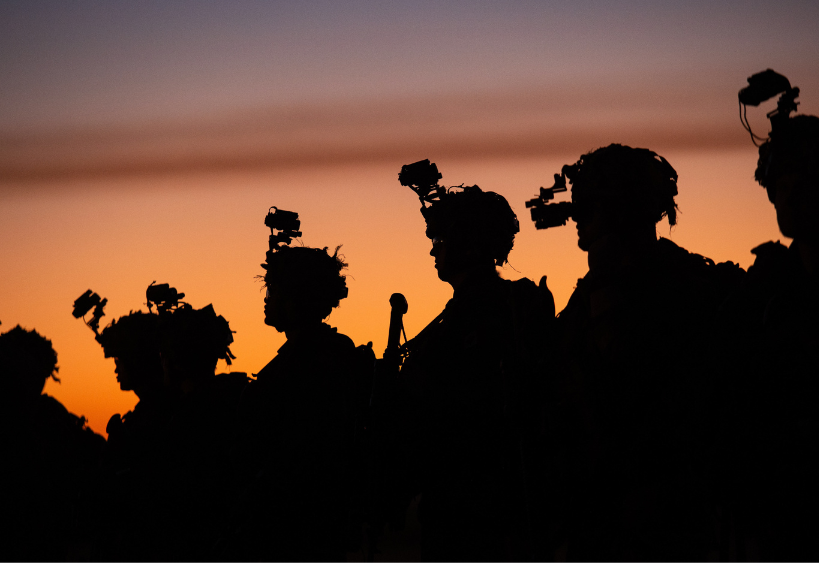 silhouette of members at sunset