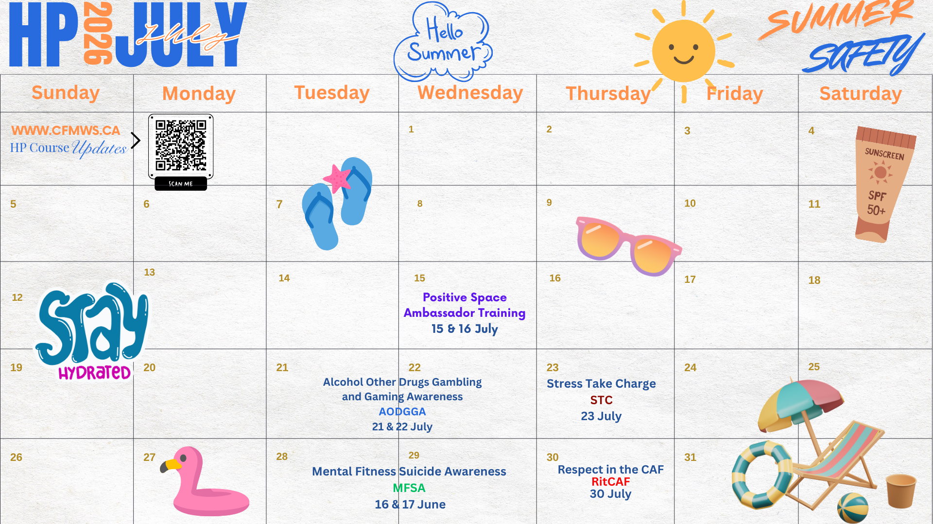picture of HP July Schedule
