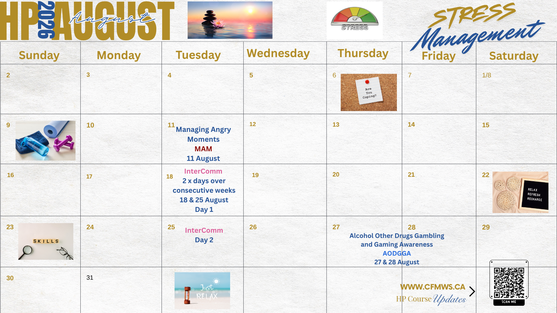 August Month Calendar