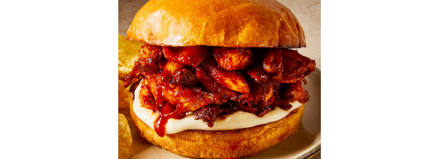 picture of a pulled mushroom burger