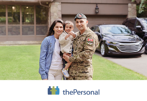 family in front of house, thePersonal logo