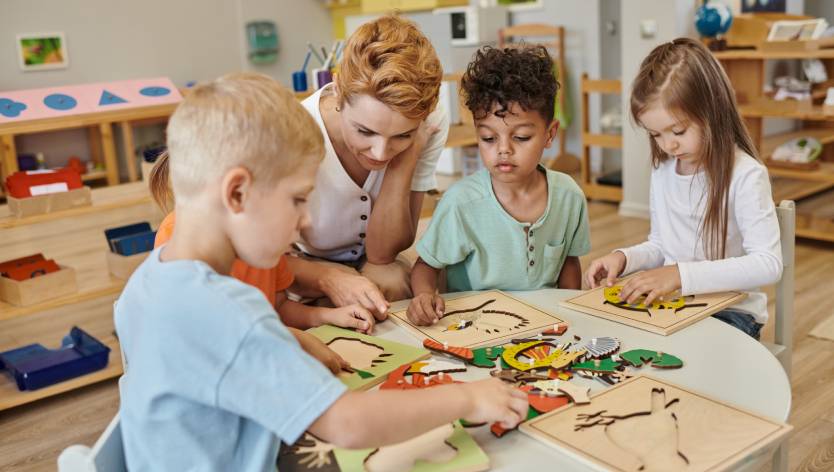 child care worker and children