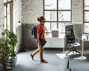 Man entering an office space