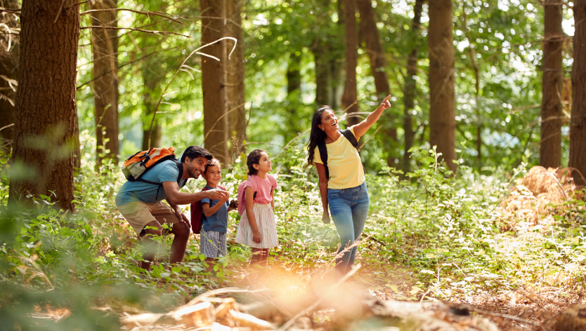 A family hiking
