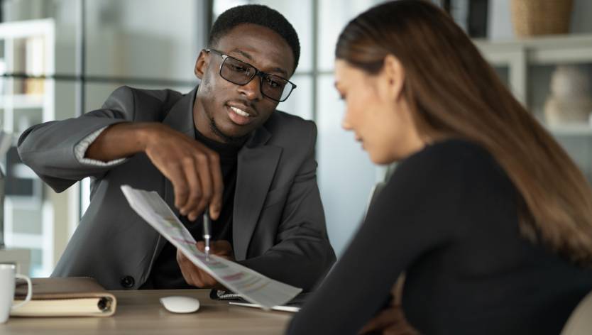 Man and woman at a table