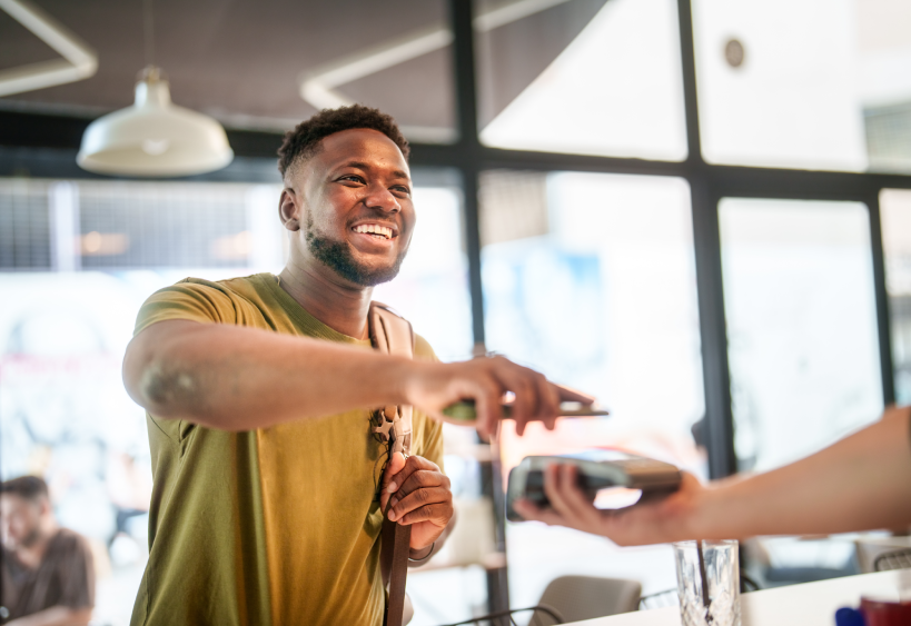 Man making card payment