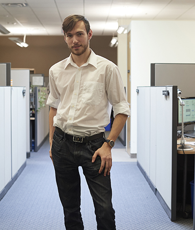information services staff on laptop