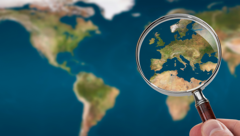 Magnifying glass on Europe