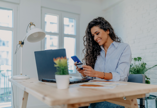 Woman paying credit card