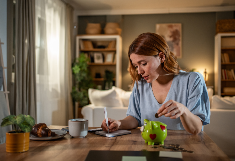 Woman saving money