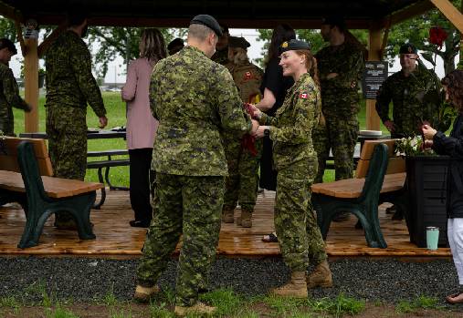 People outside talking