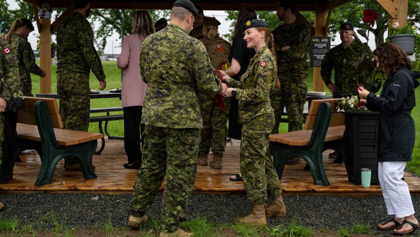 People outside talking