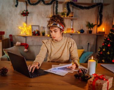 Woman and christmas tree