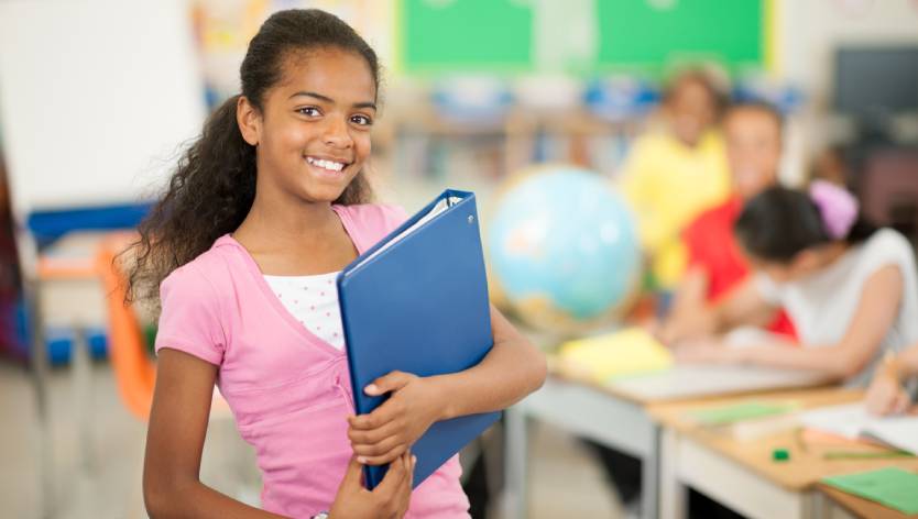 Smiling girl at school