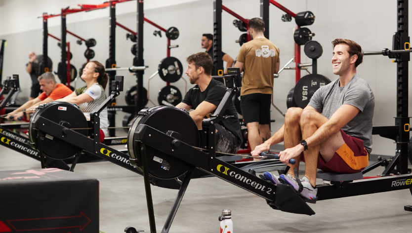 People training in a gym