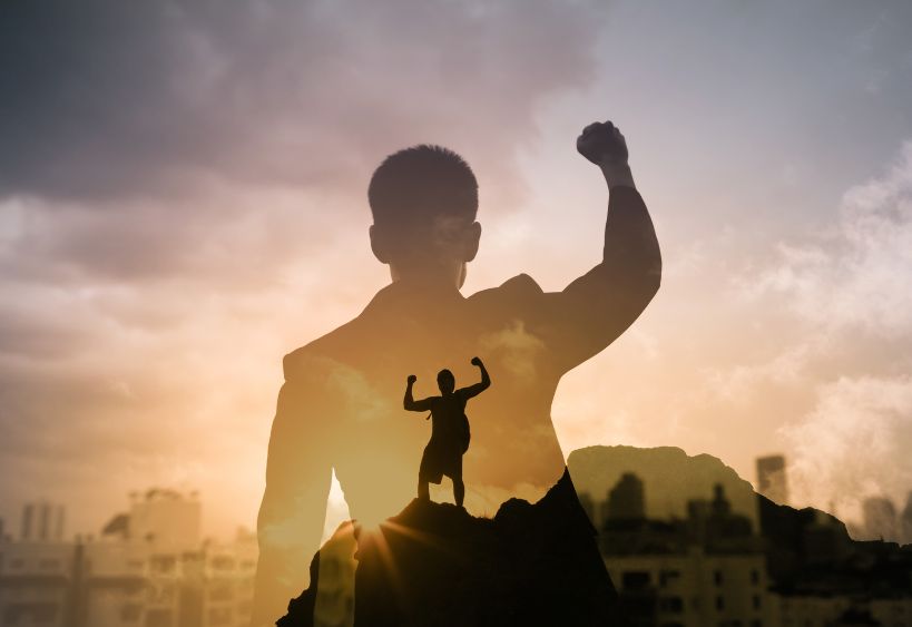 Man climbing mountain