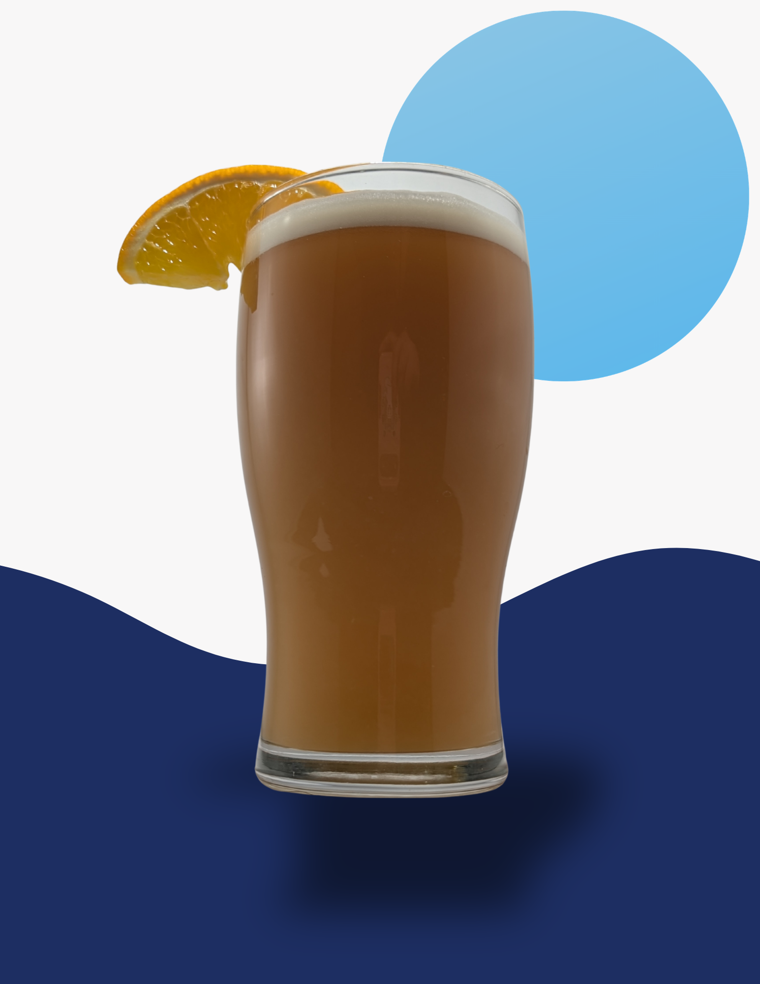 A refreshing radler is a draught glass garnished with an orange slice.