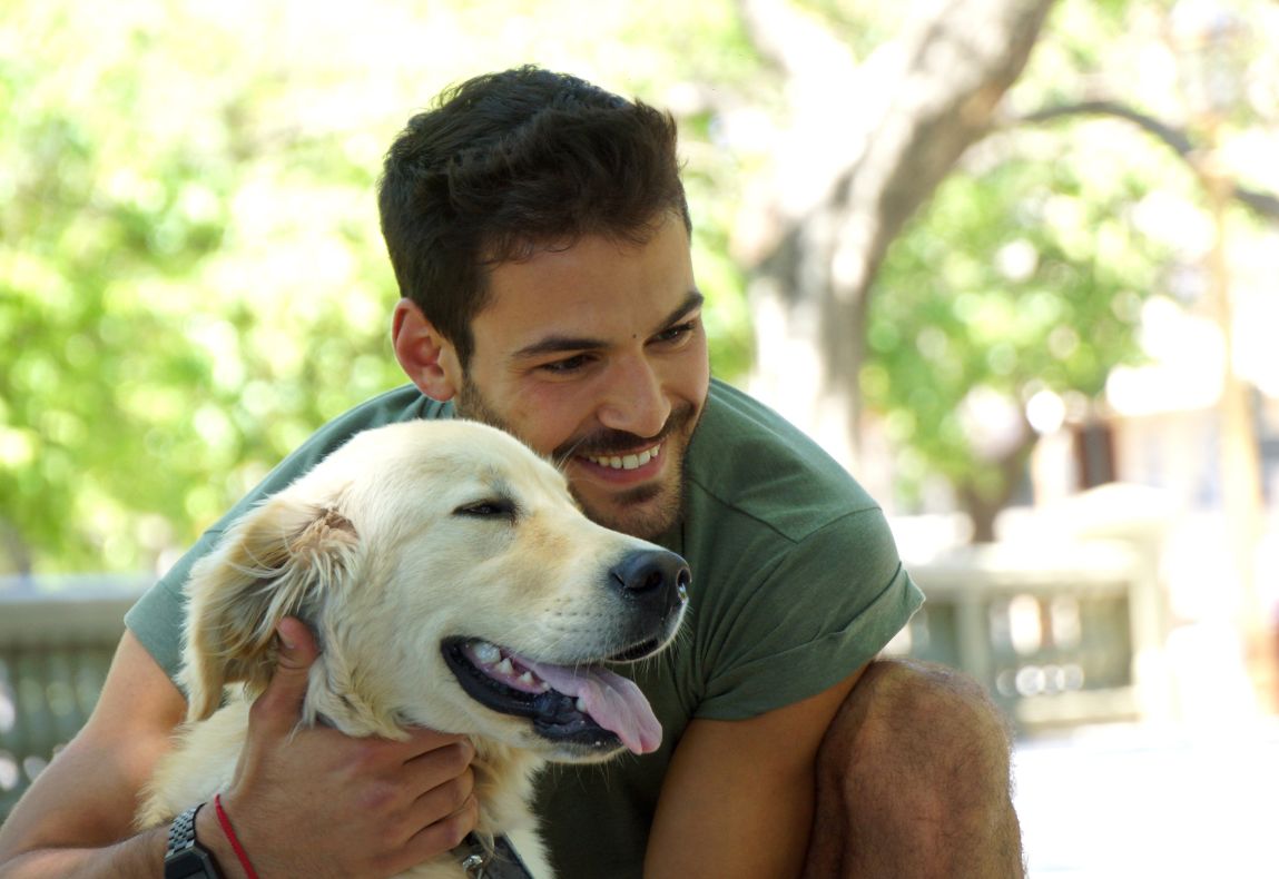 man with his dog
