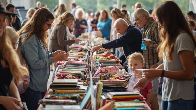 People exchanging items