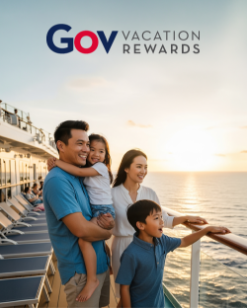 family on cruise ship, GVR logo